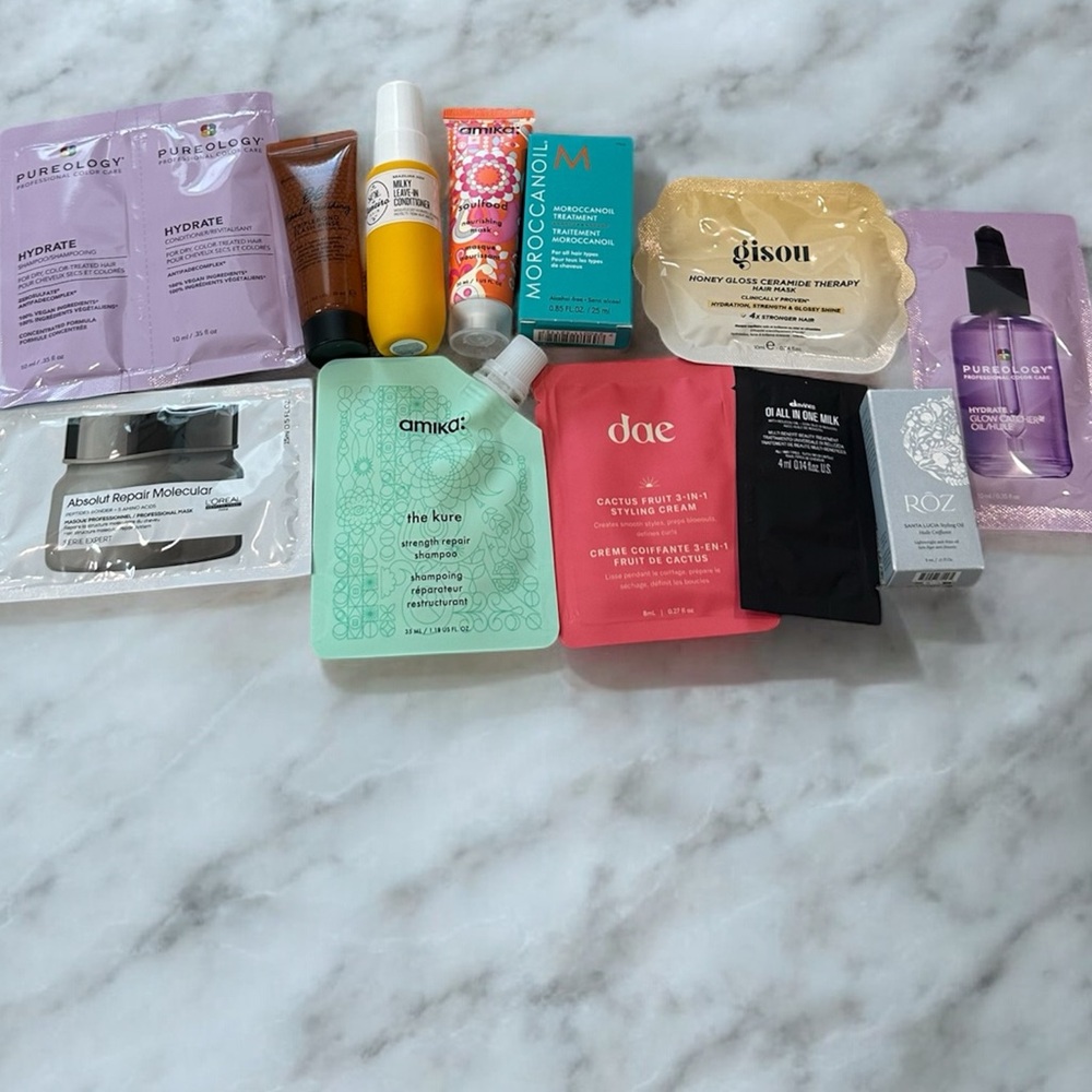 Hair Sample Travel Size Lot Gisou Dae Pureology Sol de Janeiro Roz Amika